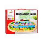 Electric Train Track Set with Wooden-Style Tracks & City Play Mat – Multi Track Railway Playset