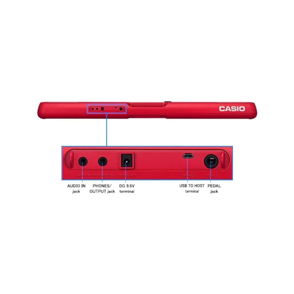 Casio Casiotone CT-S200RD 61-Key Portable Digital Keyboard Red With Adapter
