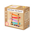 Playbox Speedy Wheels Pop's Place  – Wooden Ramp Racer Toy with Mini Cars for Toddlers
