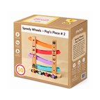 Playbox Speedy Wheels Pop's Place  – Wooden Ramp Racer Toy with Mini Cars for Toddlers