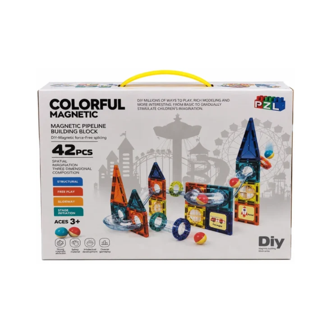Colorful Magnetic Pipe Building Blocks 42 Pcs DIY Construction Set for Kids 3+