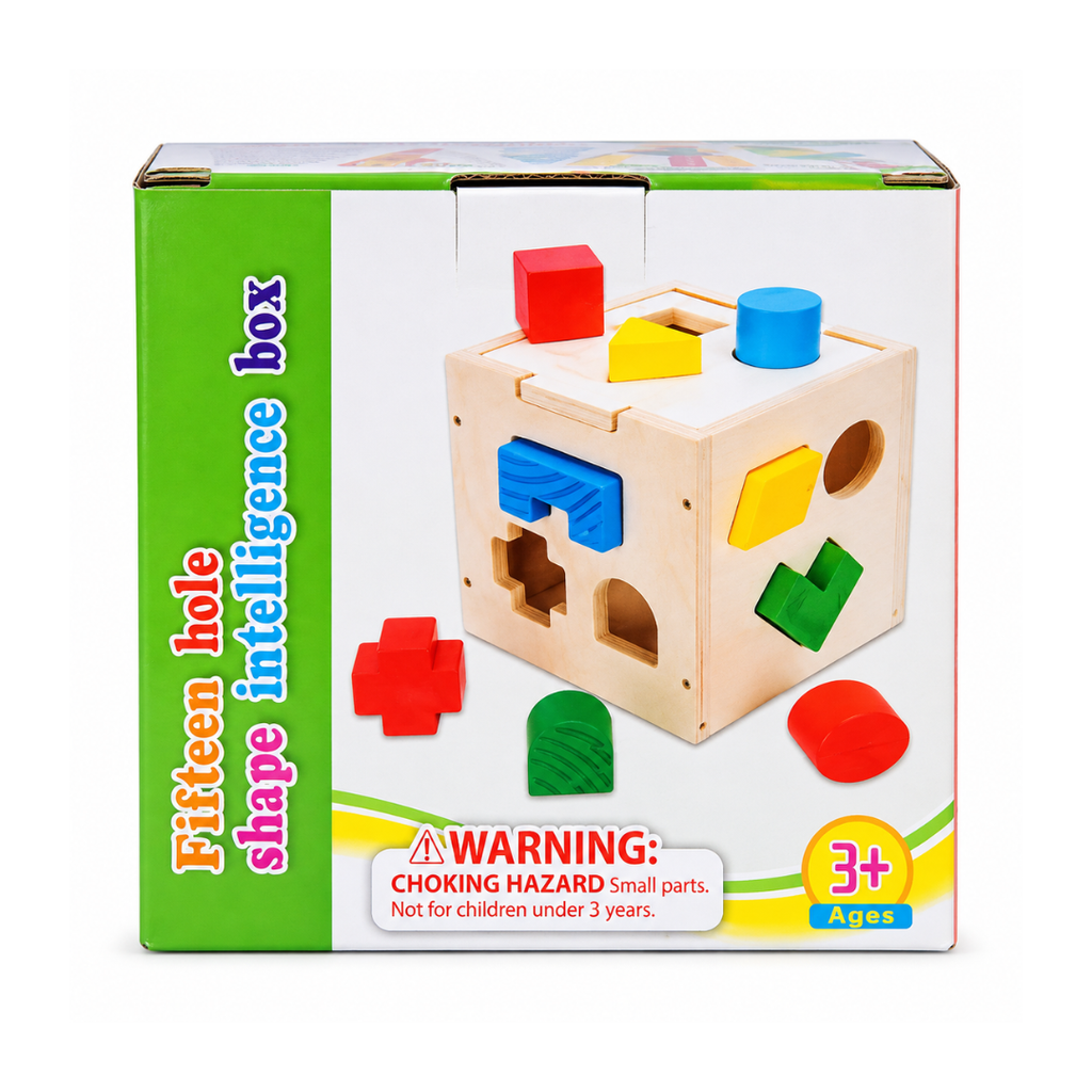 Rainbow Toys 15-Hole Shape Intelligence Box – Educational Shape Sorter Learning Toy for Kids | 3+ Years