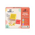 Curious Cub Coin & Peg Posting Box – Wooden Montessori Fine Motor Activity Toy