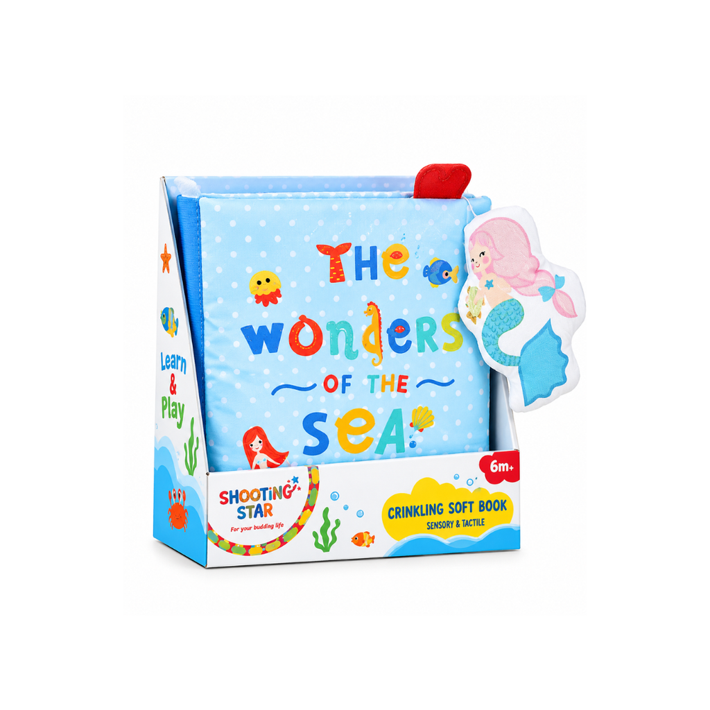 Shooting Star Sea Soft Book Rattle for Kids 3Y+, Multicolour