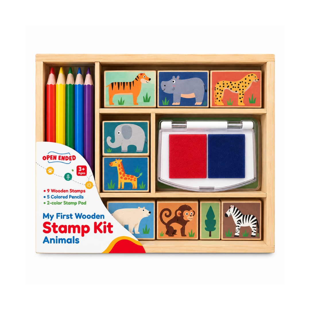 Open Ended My First Wooden Stamp Kit – Animals | Creative Art & Craft Set for Kids