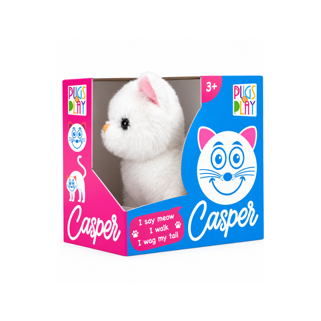Pugs at Play Casper Interactive Walking Cat – Meows & Wags Tail | 3+ Years