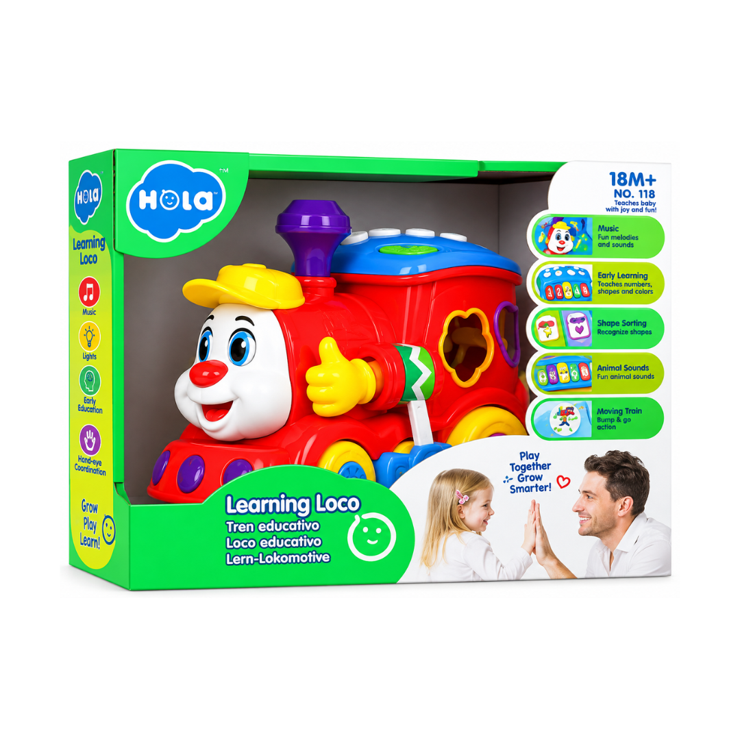 HOLA Learning Loco Interactive Educational Train Toy with Lights & Sounds – 18 Months+
