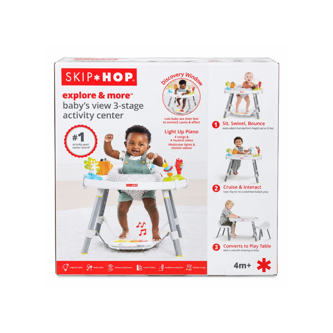 Skip Hop Explore & More Baby’s View 3-Stage Activity Center – Sit, Swivel, Bounce & Play Table | 4M+