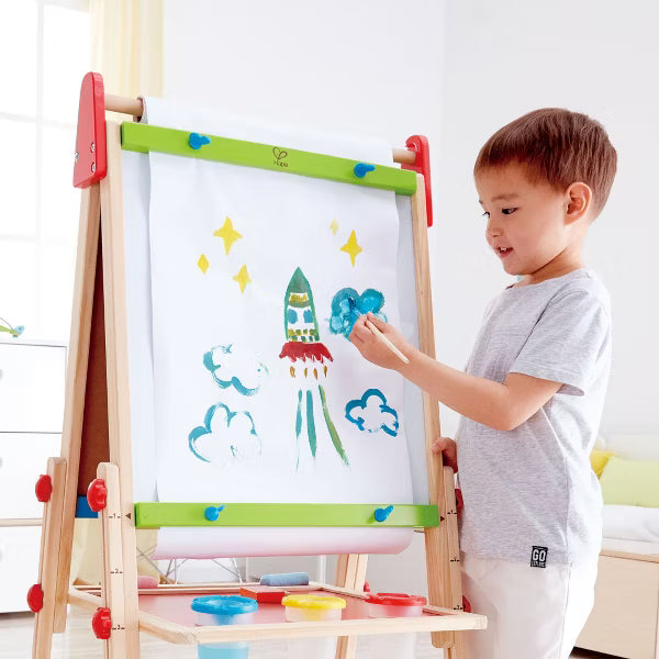 Hape All-in-1 Wooden Kids Art Easel – Drawing & Creative Activity Board 3+ Years