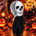 Halloween Skull Ghost Hanging Prop | Scary Skeleton Decoration with Black Cloak