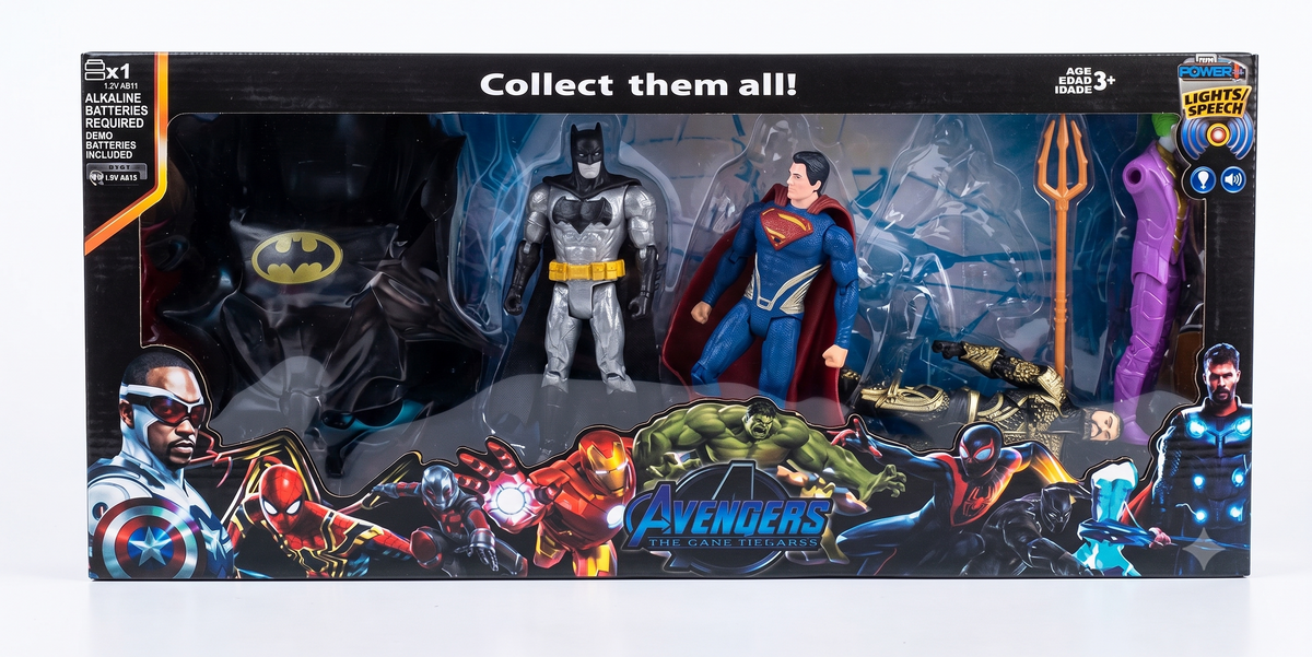 Superhero Action Figure Set with Light & Speech – Batman & Superman Inspired Toy 3+