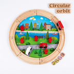 "Circular Orbit" Premium Wooden City Train Track Set with Vehicles - Educational Montessori Toy for Kids (3+ Years)