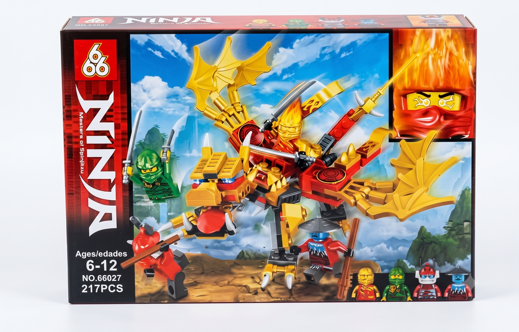 Ninja Masters of Spinjitzu Dragon Building Blocks Set 217 Pieces – 66027, Ages 6–12