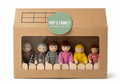 Playblox Pop's Family Wooden Doll Set – 6-Piece Handcrafted Eco-Friendly Wooden Family Playset