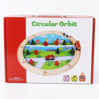 "Circular Orbit" Premium Wooden City Train Track Set with Vehicles - Educational Montessori Toy for Kids (3+ Years)