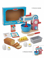 Melissa & Doug 11-Piece Wooden Hand-Crank Mixer Set - Educational Baking & Kitchen Pretend Play Toy