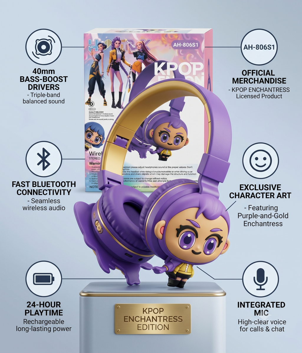 K-Pop Demon Hunters AH-806S1 Wireless Stereo Headphones for Kids assorted color