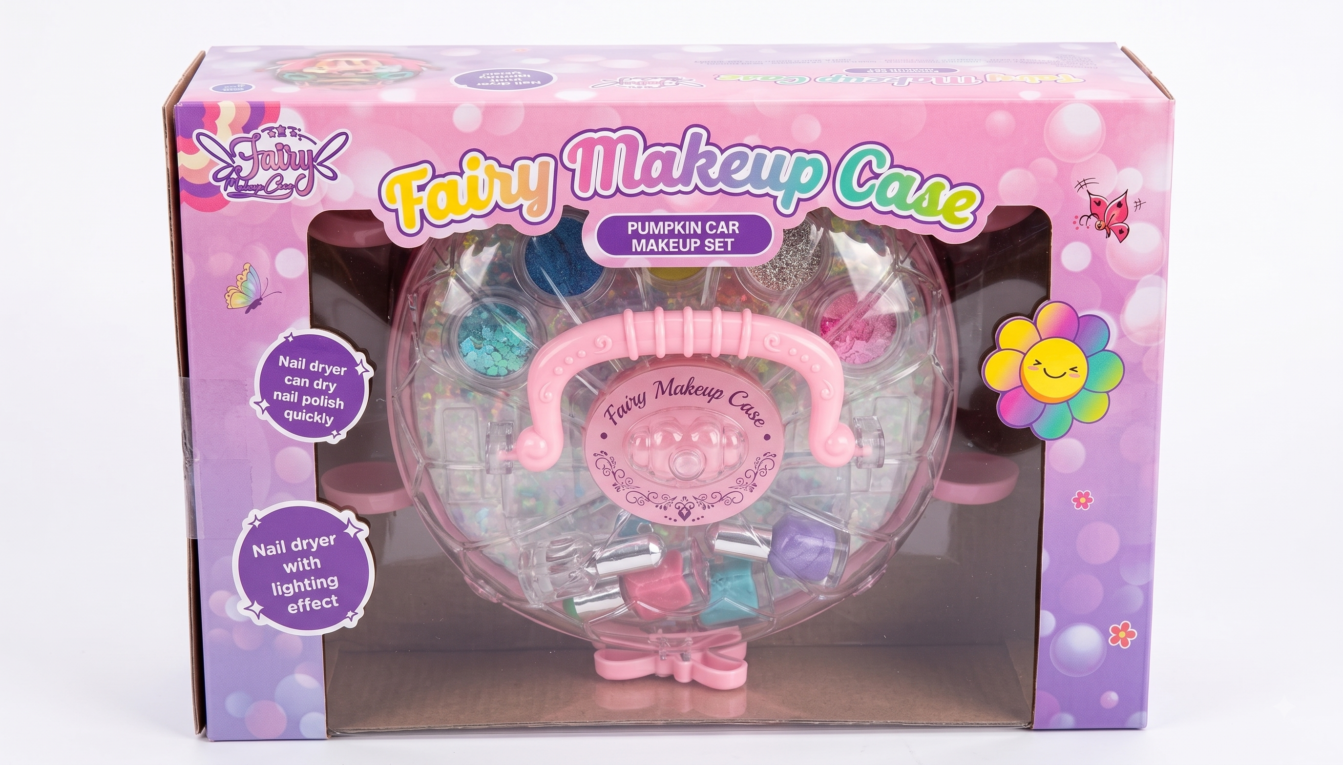 Fairy Makeup Case - Pumpkin Car Makeup Set with Nail Dryer