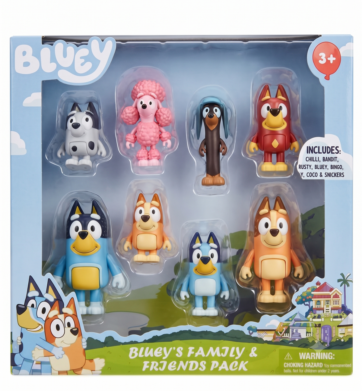 Bluey's Family & Friends Pack Toy Figures Set, 8-Piece Character Collection for Kids Ages 3+ Years