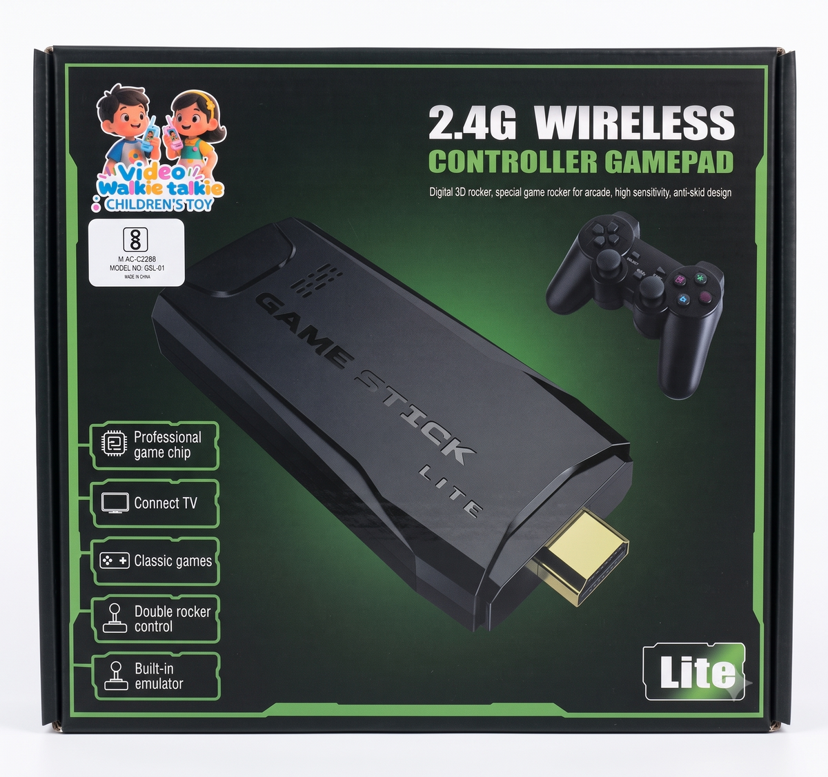 4K Ultra HD Game Stick with 2.4G Wireless Dual Controllers, 10,000+ Games Support
