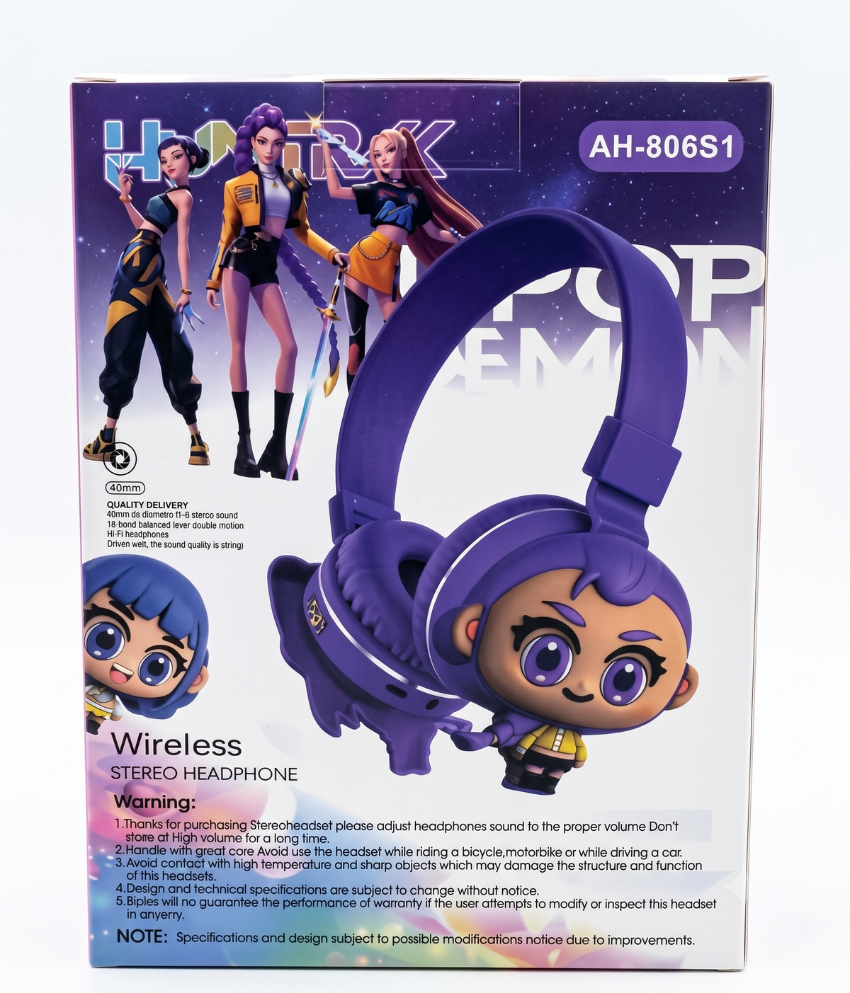 K-Pop Demon Hunters AH-806S1 Wireless Stereo Headphones for Kids assorted color