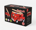 Wooden Fire Engine Toy Truck with Retractable Ladder & Wooden Firemen - Montessori Pretend Play Toy (3+ Years)