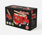 Wooden Fire Engine Toy Truck with Retractable Ladder & Wooden Firemen - Montessori Pretend Play Toy (3+ Years)