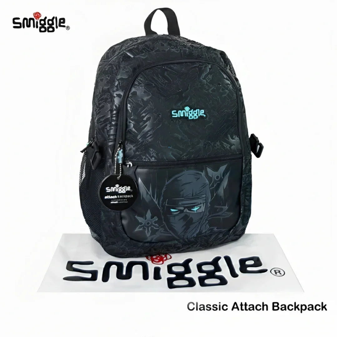 Smiggle Classic Attach Backpack – 16 Inch Ninja-Themed School Bag with Multiple Compartments