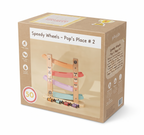 Playbox Speedy Wheels Pop's Place  – Wooden Ramp Racer Toy with Mini Cars for Toddlers