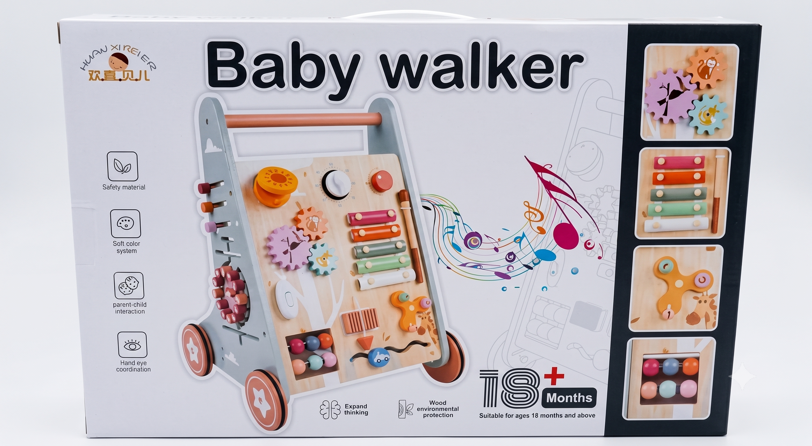 Wooden Baby Walker & Activity Centre - 5-in-1 Educational Push Toy for Toddlers (18+ Months)