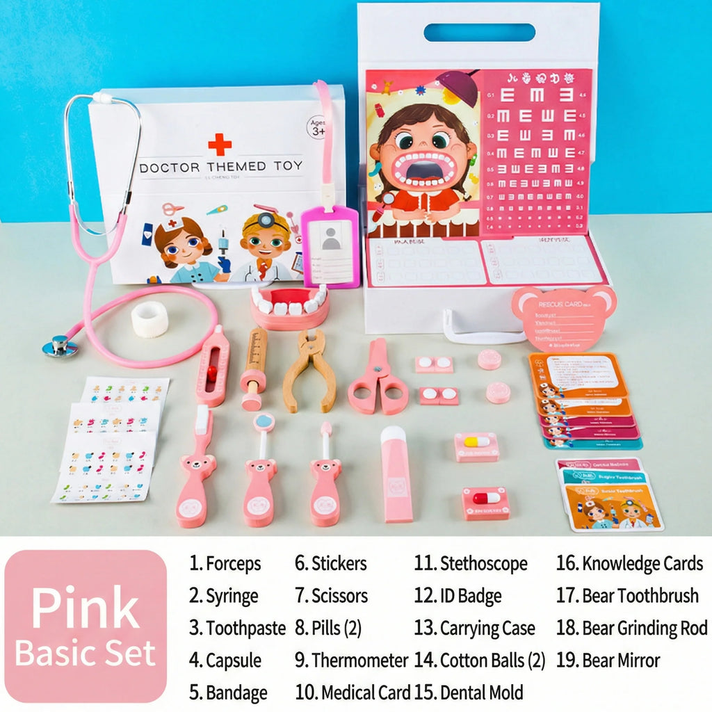 Wooden Doctor Themed Toy Set for Kids – Pretend Play Medical Role Play Kit