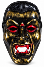 Black & Gold Vampire Halloween Mask with Red Eyes