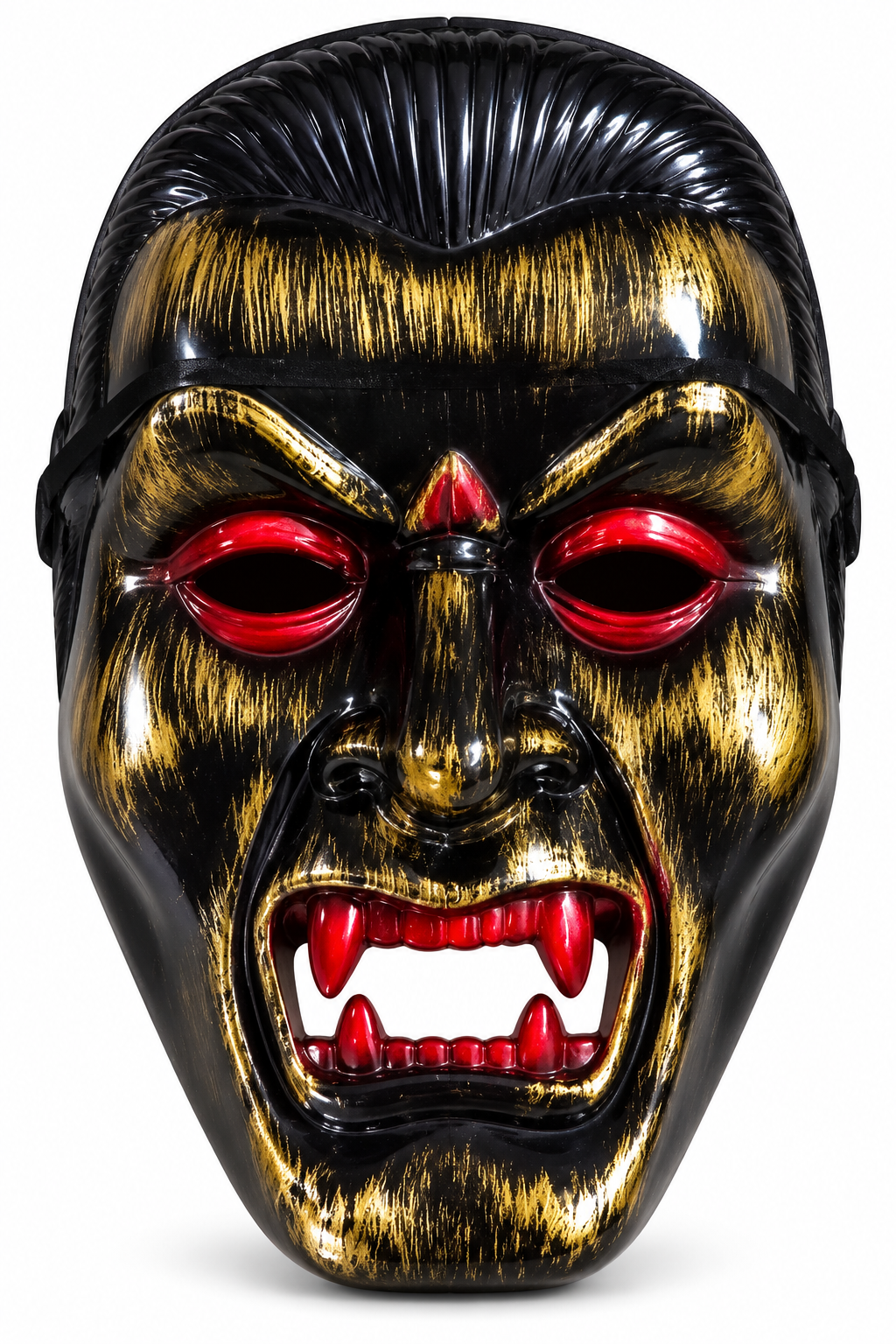 Black & Gold Vampire Halloween Mask with Red Eyes