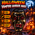 Black & Gold Vampire Halloween Mask with Red Eyes