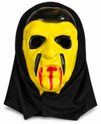 Yellow Vampire Halloween Mask with Black Hood