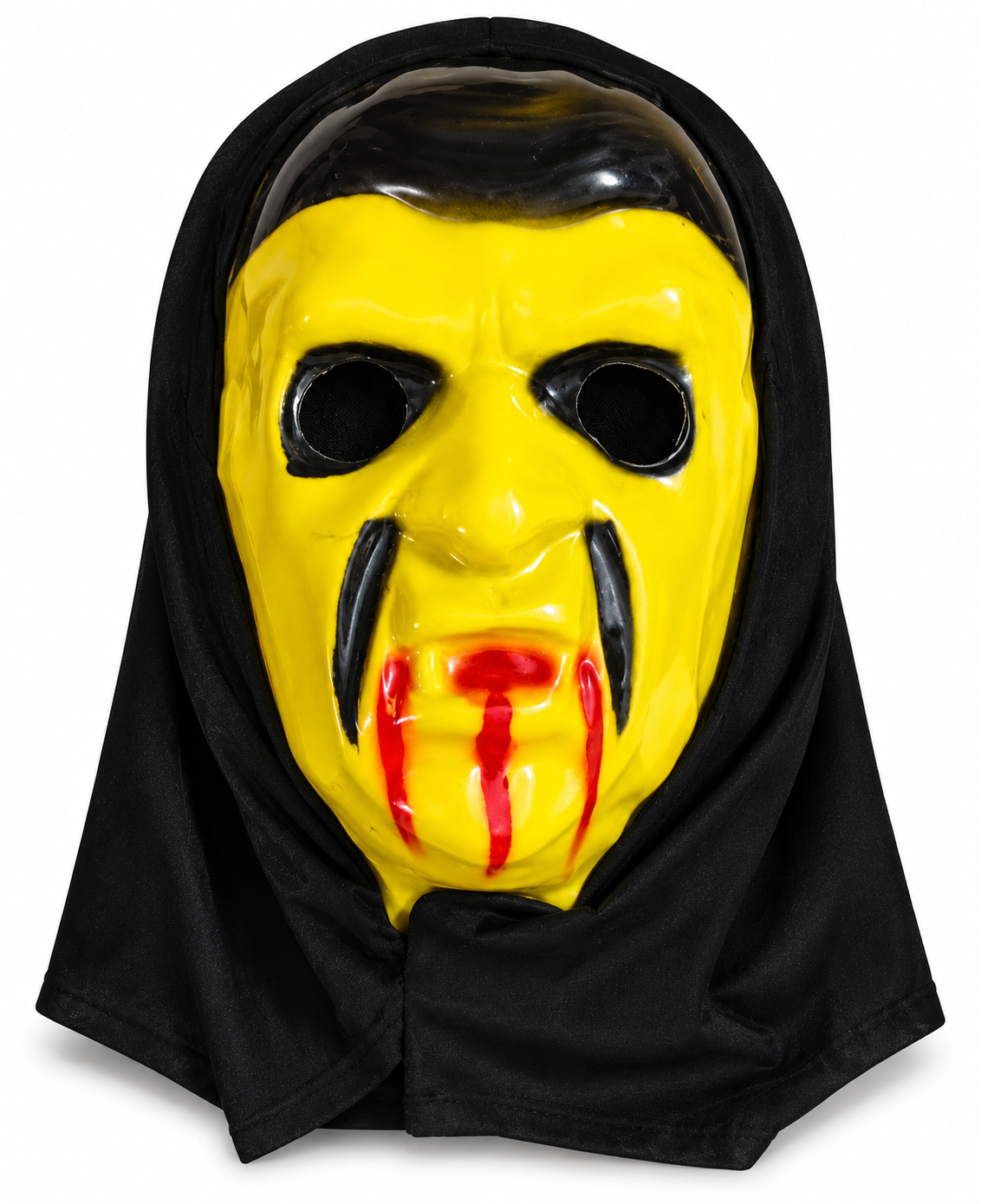 Yellow Vampire Halloween Mask with Black Hood