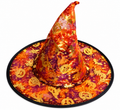 Halloween Witch Hat with Gold Pumpkin & Star Print