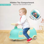 R for Rabbit Iya Iya Caravan 3-in-1 Swing, Push & Pull Ride-On for Kids with PU LED Wheels, ABEC 7 Bearings & Toy Storage – Green Beige
