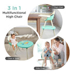 R for Rabbit Cherry Berry Tusky High Chair For Kids 3-in-1 Convertible with Detachable & Adjustable Food Tray - Green Cream