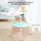 R for Rabbit Cherry Berry Tusky High Chair For Kids 3-in-1 Convertible with Detachable & Adjustable Food Tray - Green Cream