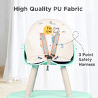 R for Rabbit Cherry Berry Tusky High Chair For Kids 3-in-1 Convertible with Detachable & Adjustable Food Tray - Green Cream