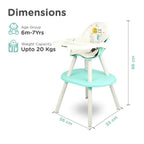 R for Rabbit Cherry Berry Tusky High Chair For Kids 3-in-1 Convertible with Detachable & Adjustable Food Tray - Green Cream