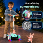 R for Rabbit Road Runner Bunny Scooter For Kids With PU LED Wheels - Green Peach
