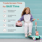 R for Rabbit Road Runner Bunny Scooter For Kids With PU LED Wheels - Green Peach