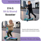 R For Rabbit Road Runner Stellar Duo 2 in 1 Kick Scooter with Attachable Seat Green Purple
