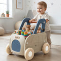 R for Rabbit Kiddie Kart 4-in-1 Kids Toy Storage Cart, Sit & Ride, Push Walker & Pull Along with Adjustable Handlebar – Grey Blue