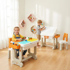 R for Rabbit Little Genius Learner 4-in-1 Multifunctional Study Table & Chair Set for Kids – Grey Multi
