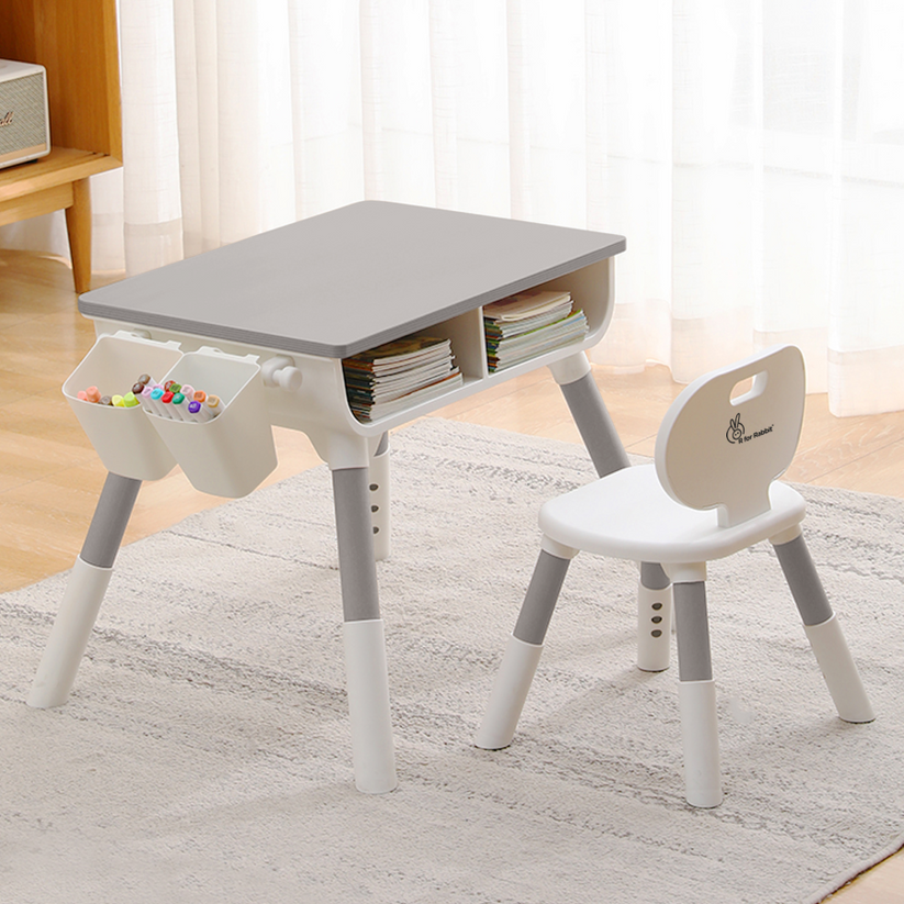 R for Rabbit Little Genius Woodland Kids Study Table Grey – Rainbow Toys