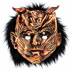 Demon Devil Halloween Mask with Horns & Black Fur