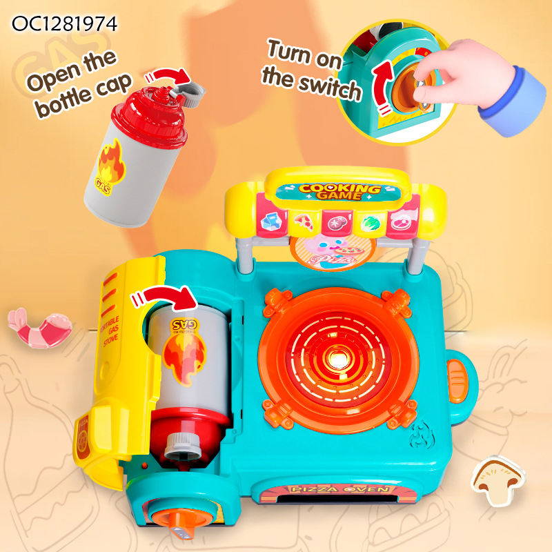 FiveStar Kitchen Pretend Play Plastic Toy Gas Stove Set Kids Cooking Tableware Play Set